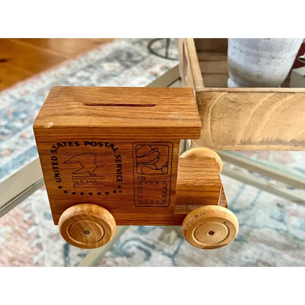Toystalgia Wooden USPS Mail Truck Music Box Coin Bank America the Beautiful
